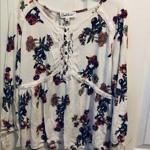 White blouse with floral pattern